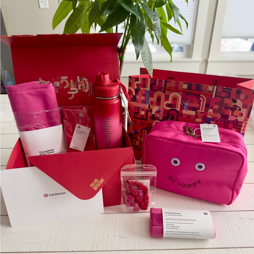 Lululemon Gift Set- Water Bottle, Pouch, Towel, Hair Ties, Socks +